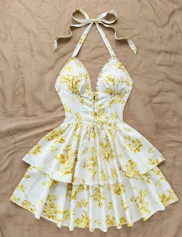 Rochie scurta SHEIN, alb/galben