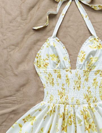 Rochie scurta SHEIN, alb/galben