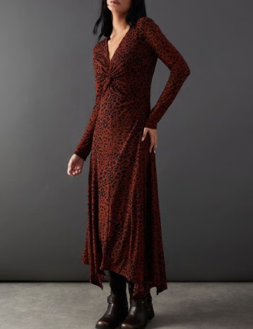 Rochie medie WAREHOUSE, maro/negru