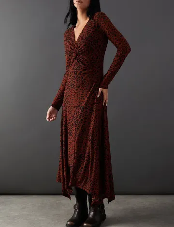 Rochie medie WAREHOUSE, maro/negru