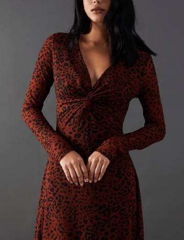 Rochie medie WAREHOUSE, maro/negru