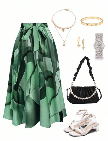 Fusta SHEIN CURVE, verde