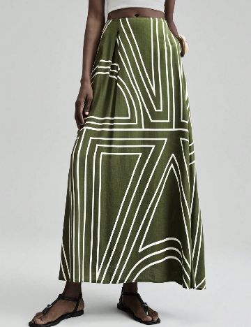Fusta SHEIN, verde/alb