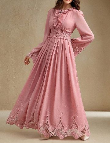 Rochie lunga Anewsta, roz