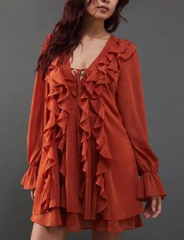 Rochie scurta WAREHOUSE, caramiziu