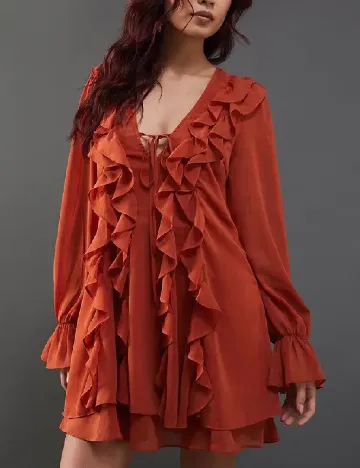 Rochie scurta WAREHOUSE, caramiziu