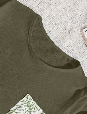 Pijama SHEIN, alb/verde