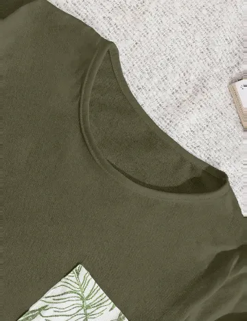 Pijama SHEIN, alb/verde