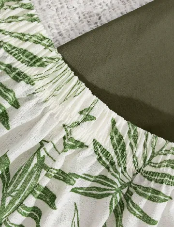 Pijama SHEIN, alb/verde