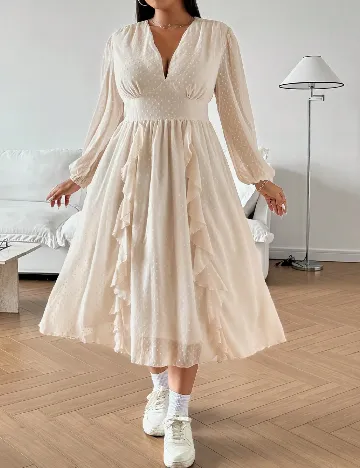 Rochie medie SHEIN CURVE, crem