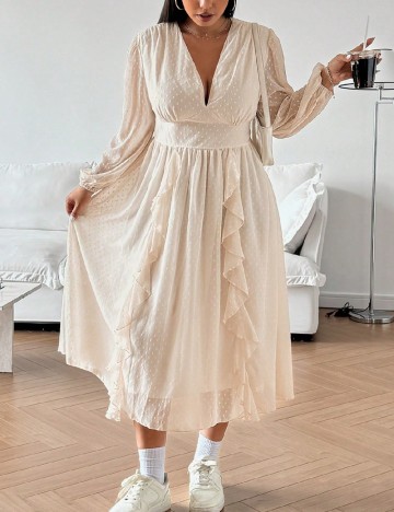 Rochie medie SHEIN CURVE, crem