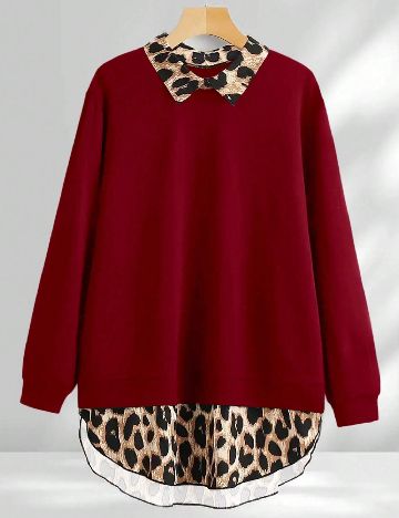 Bluza Oversize SHEIN, rosu/animal print