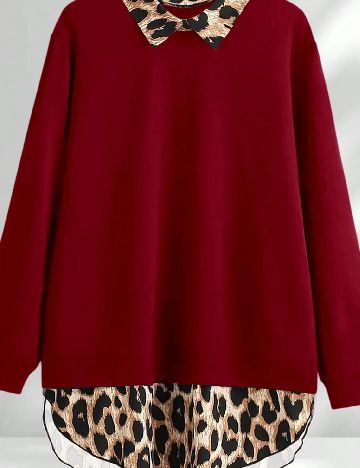 Bluza Oversize SHEIN, rosu/animal print