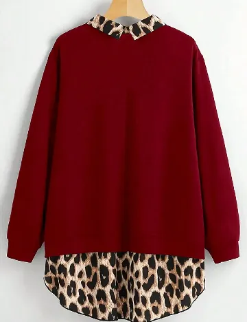 Bluza Oversize SHEIN, rosu/animal print