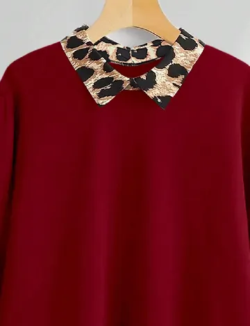 Bluza Oversize SHEIN, rosu/animal print