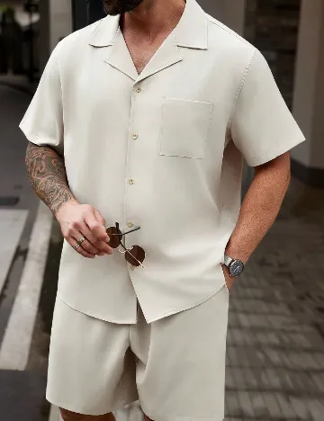 Compleu SHEIN Plus Size Men, bej