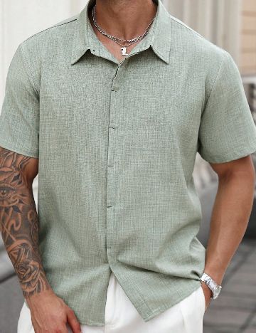 Camasa SHEIN Plus Size Men, verde