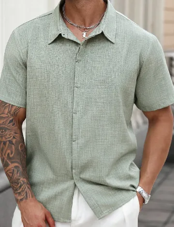 Camasa SHEIN Plus Size Men, verde