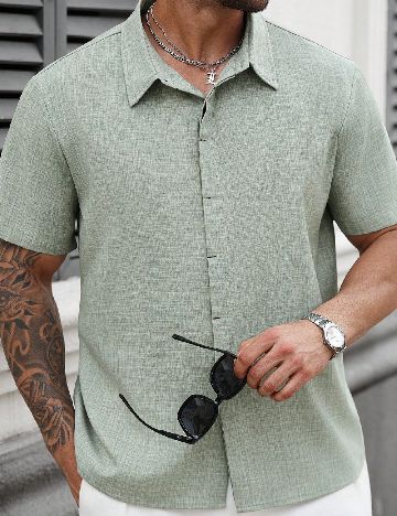 Camasa SHEIN Plus Size Men, verde