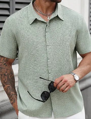 Camasa SHEIN Plus Size Men, verde