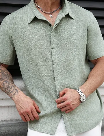 Camasa SHEIN Plus Size Men, verde