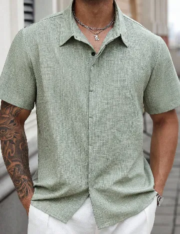 Camasa SHEIN Plus Size Men, verde
