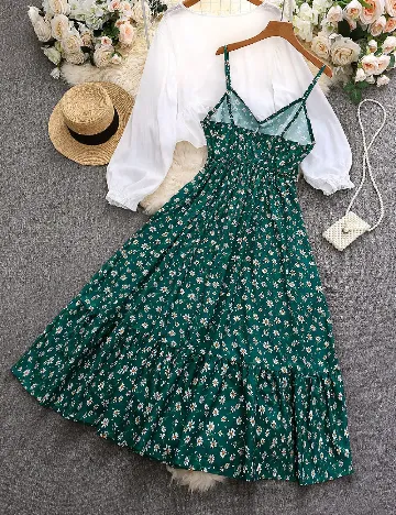 Compleu SHEIN CURVE, alb/verde