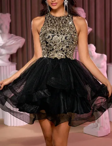 Rochie scurta SHEIN, negru/auriu
