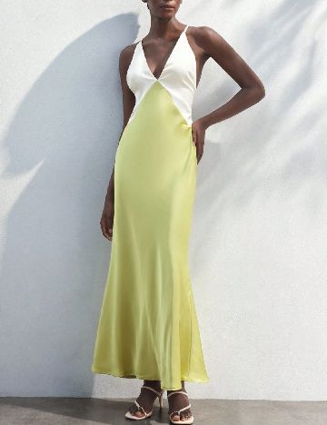 Rochie lunga SHEIN, verde/ecru