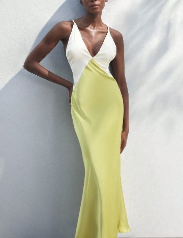 Rochie lunga SHEIN, verde/ecru