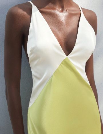 Rochie lunga SHEIN, verde/ecru