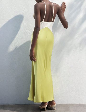 Rochie lunga SHEIN, verde/ecru