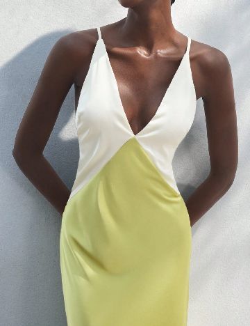Rochie lunga SHEIN, verde/ecru