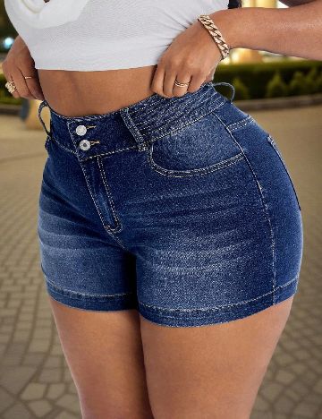 Pantaloni scurti SHEIN CURVE, albastru