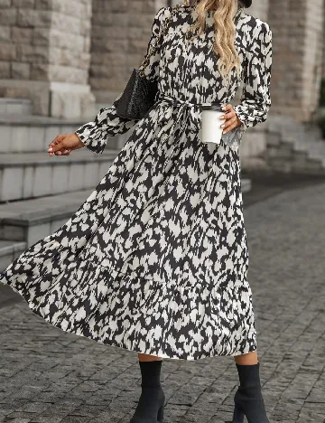 Rochie lunga SHEIN, negru/crem