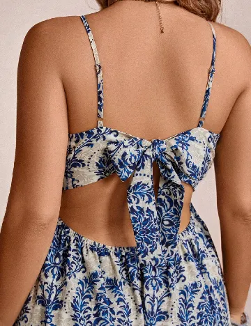 Rochie scurta SHEIN CURVE, bleumarin/crem
