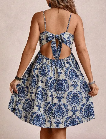 Rochie scurta SHEIN CURVE, bleumarin/crem