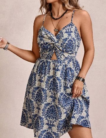Rochie scurta SHEIN CURVE, bleumarin/crem