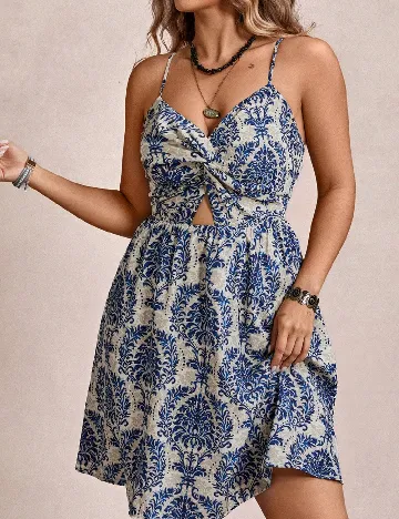Rochie scurta SHEIN CURVE, bleumarin/crem