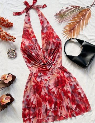 Rochie scurta SHEIN, floral print