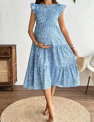 Rochie medie SHEIN Maternity, albastru