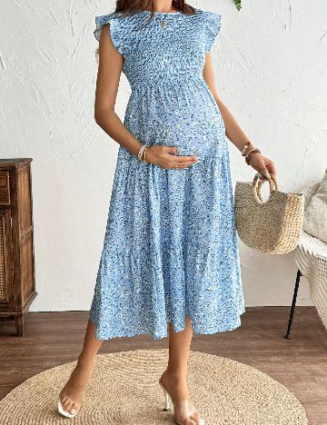 Rochie medie SHEIN Maternity, albastru