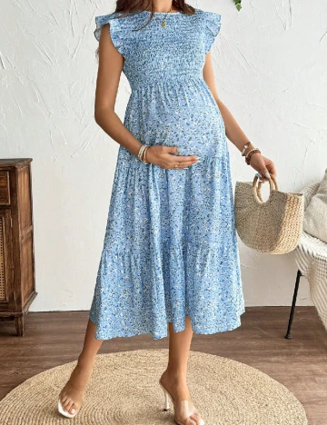 Rochie medie SHEIN Maternity, albastru