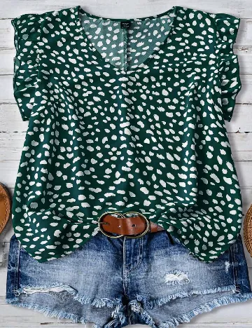 Bluza SHEIN CURVE, verde/alb