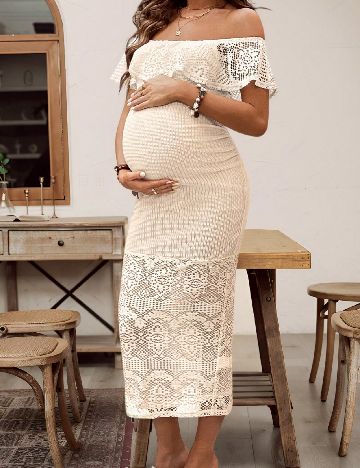 Rochie medie SHEIN Maternity, crem