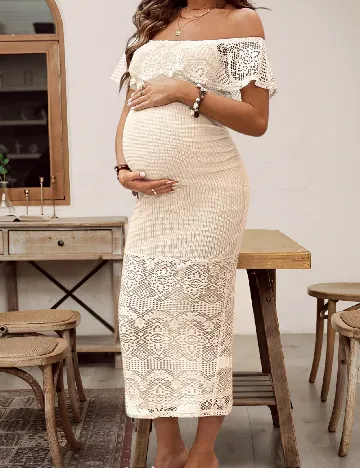 Rochie medie SHEIN Maternity, crem