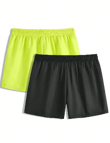Set short de baie 2 perechi SHEIN, verde/negru