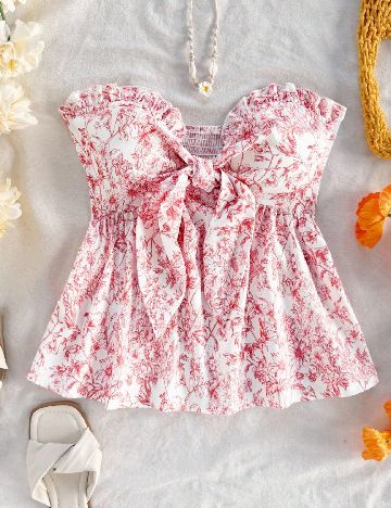 Top SHEIN CURVE, alb/rosu