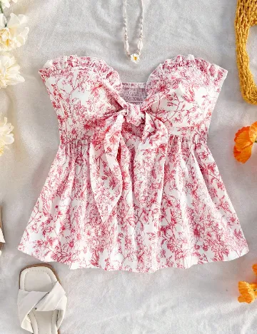 Top SHEIN CURVE, alb/rosu
