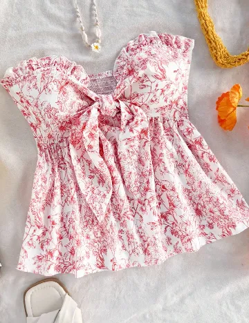 Top SHEIN CURVE, alb/rosu
